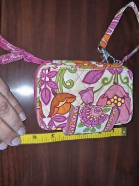 Vera Bradley Pink Orange Floral Quilted Wristlet Wallet
